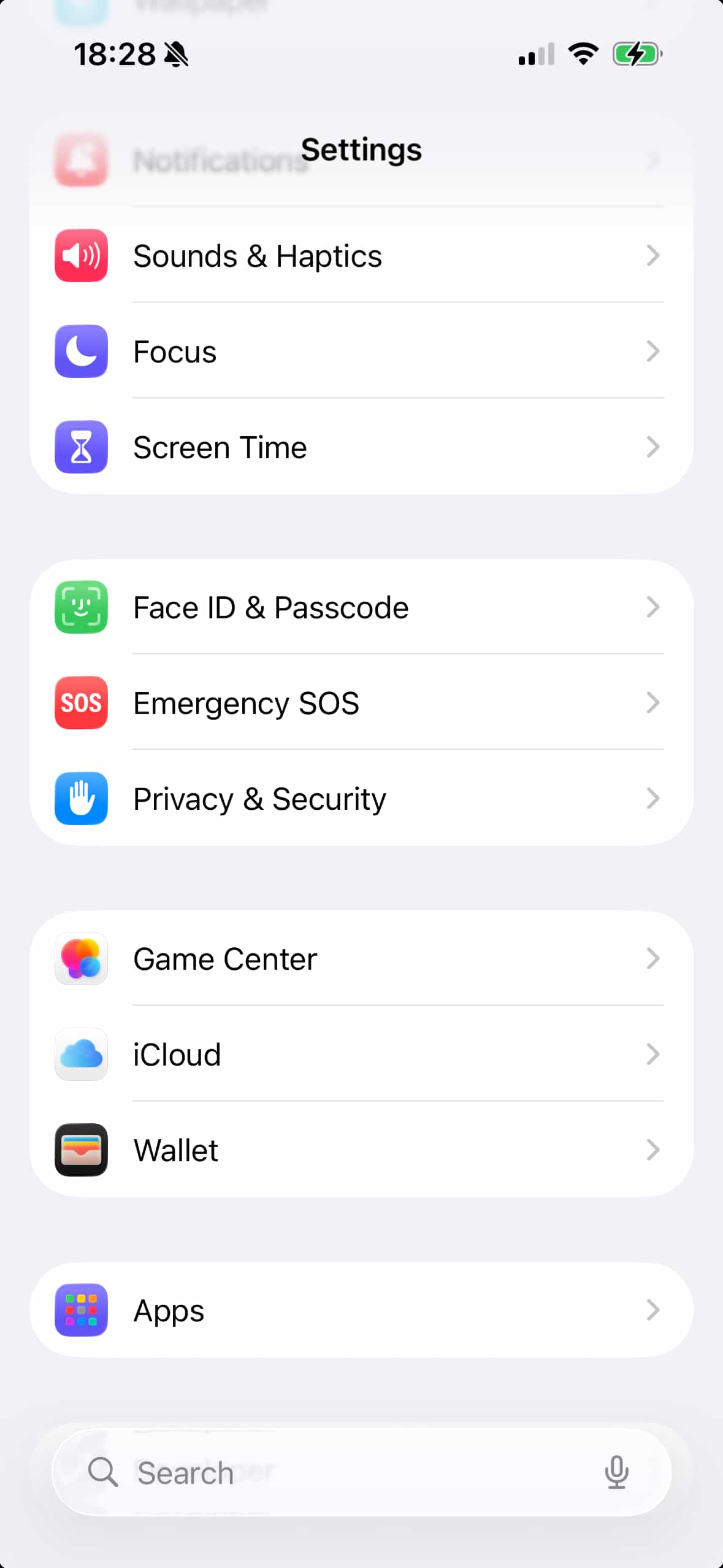 Open Settings app on iPhone